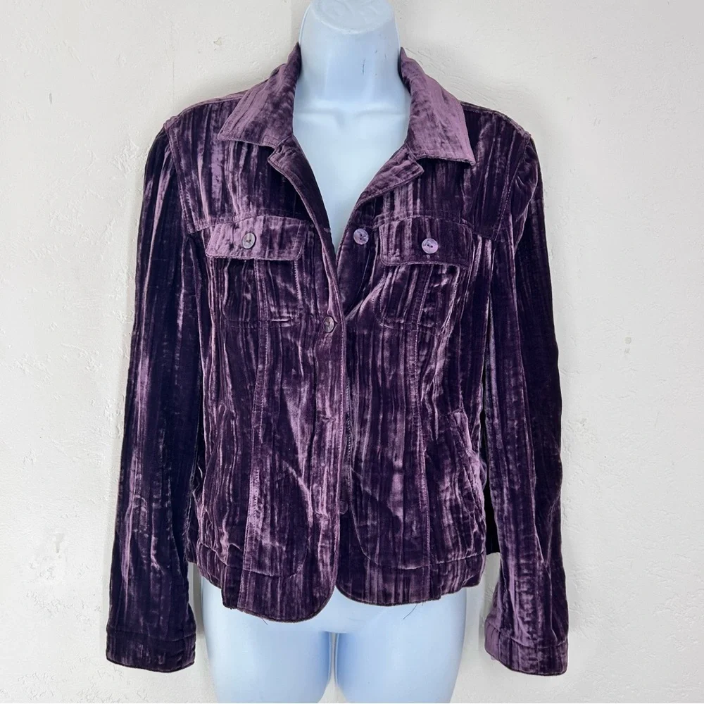 Croft & Barrow Purple Crushed Velvet Jacket Size S Whimsigoth
